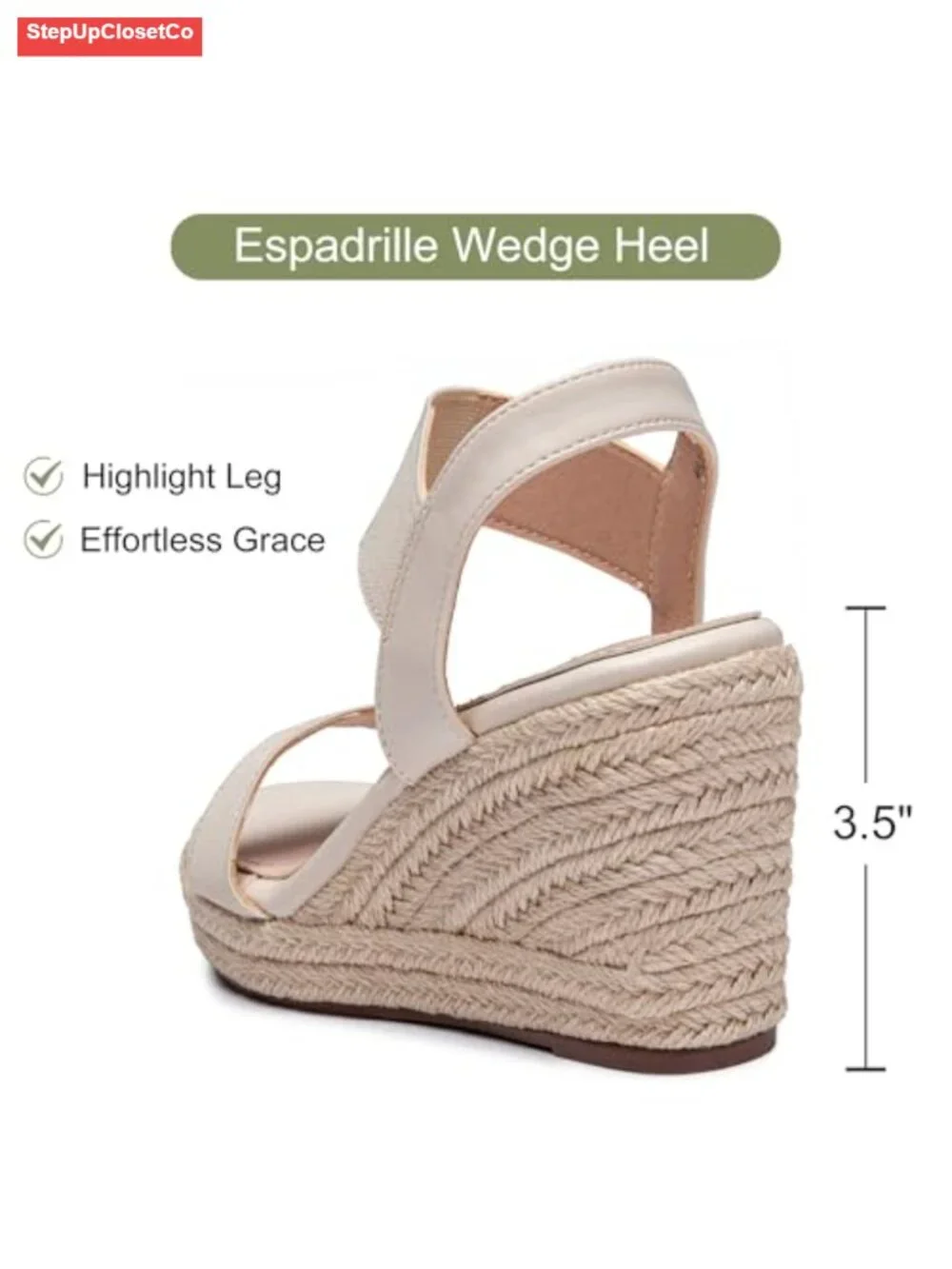 Open Toe Espadrille Wedge Sandals with Ankle Strap - Platform, Dressy Casual